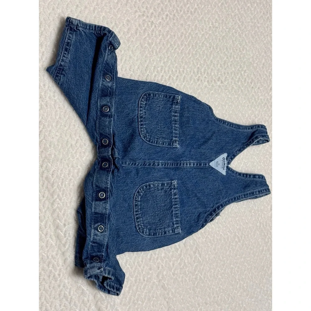 Vintage OshKosh B'gosh blue denim overalls  front pocket easy button up clasps